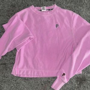 pink cropped crewneck